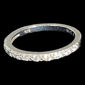 Vintage Y2K Sterling Silver Cubic Zirconia Half Eternity Band
